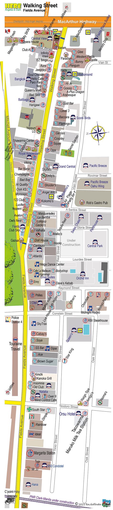 walking street angeles city map.